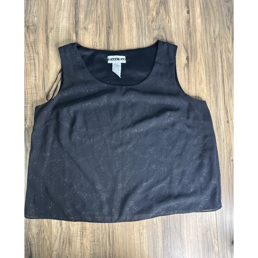 Dana Kay Women's Plus Size 22W Blouse Tank Short sleeve Blackโ Sparkle